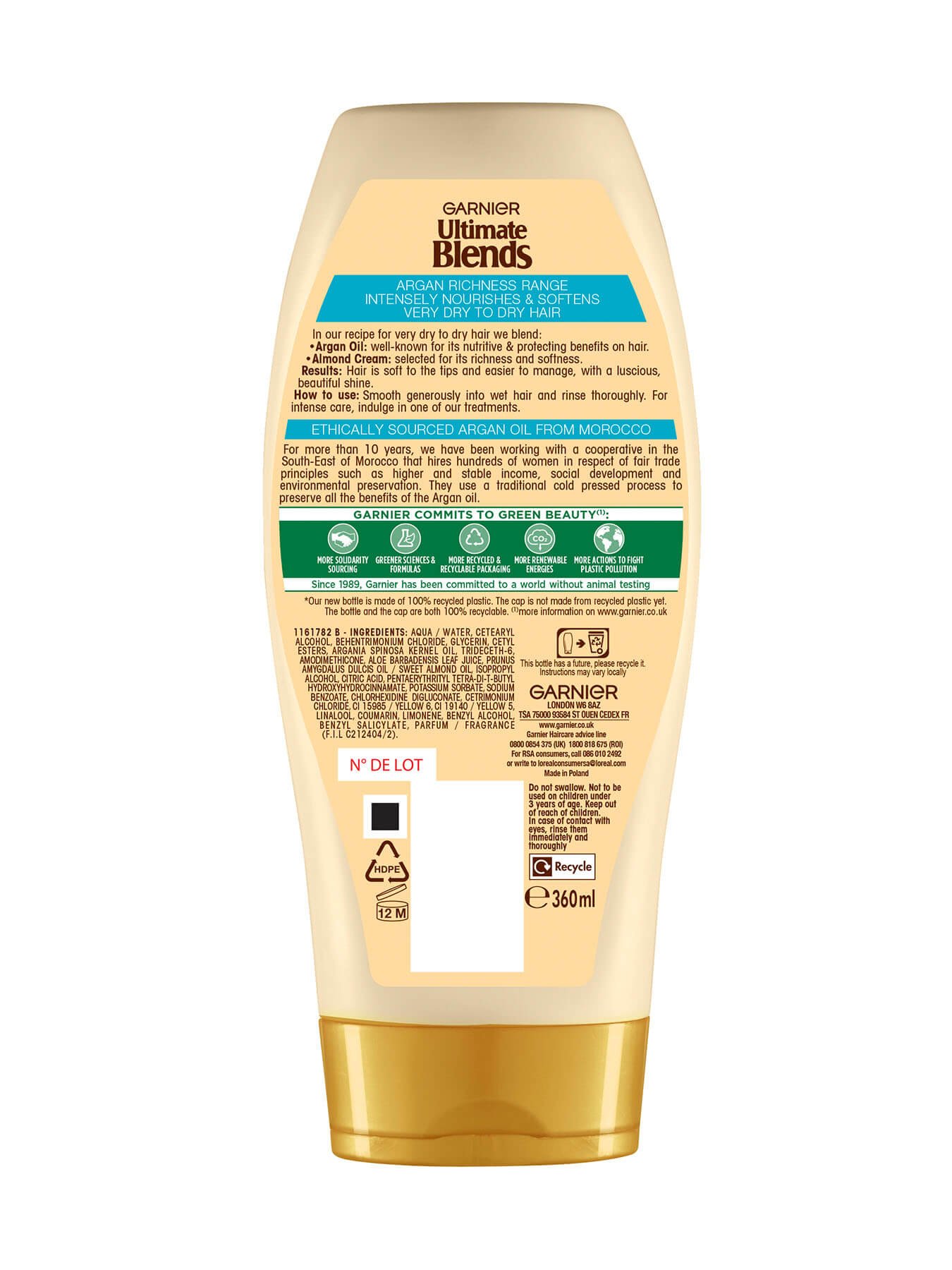Ultimate Blends Argan Richness Conditioner Back of pack